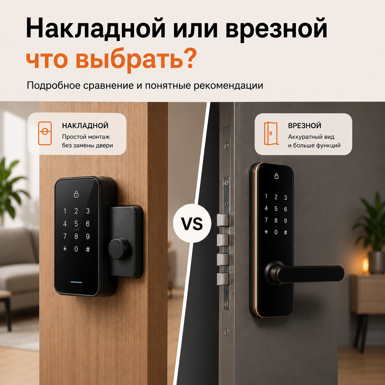 Накладной или врезной умный замок: что выбрать?